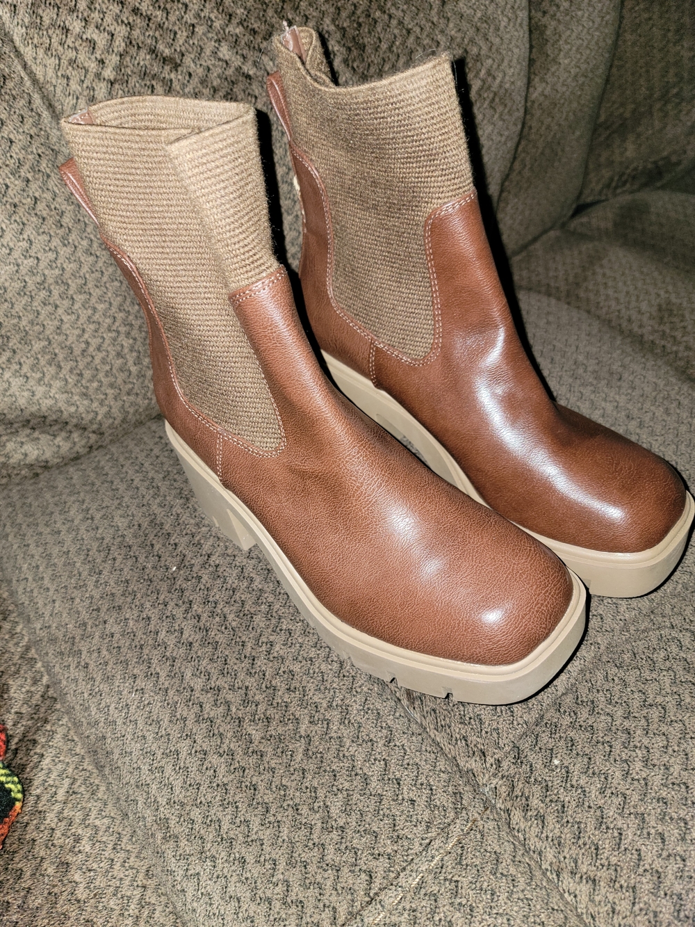 Sun + Stone Brown Platform Chelsea Boots with Tan Sole